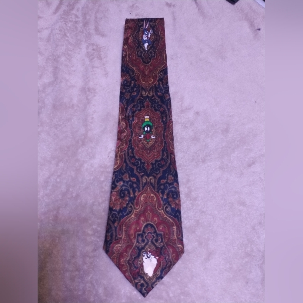 Warner Bros. Burgundy and Black Character Tie